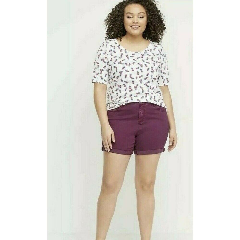 New Lane Bryant Womans Sz 18/20 Shirt Pineapple Print Short Sleeve White Top NWT
